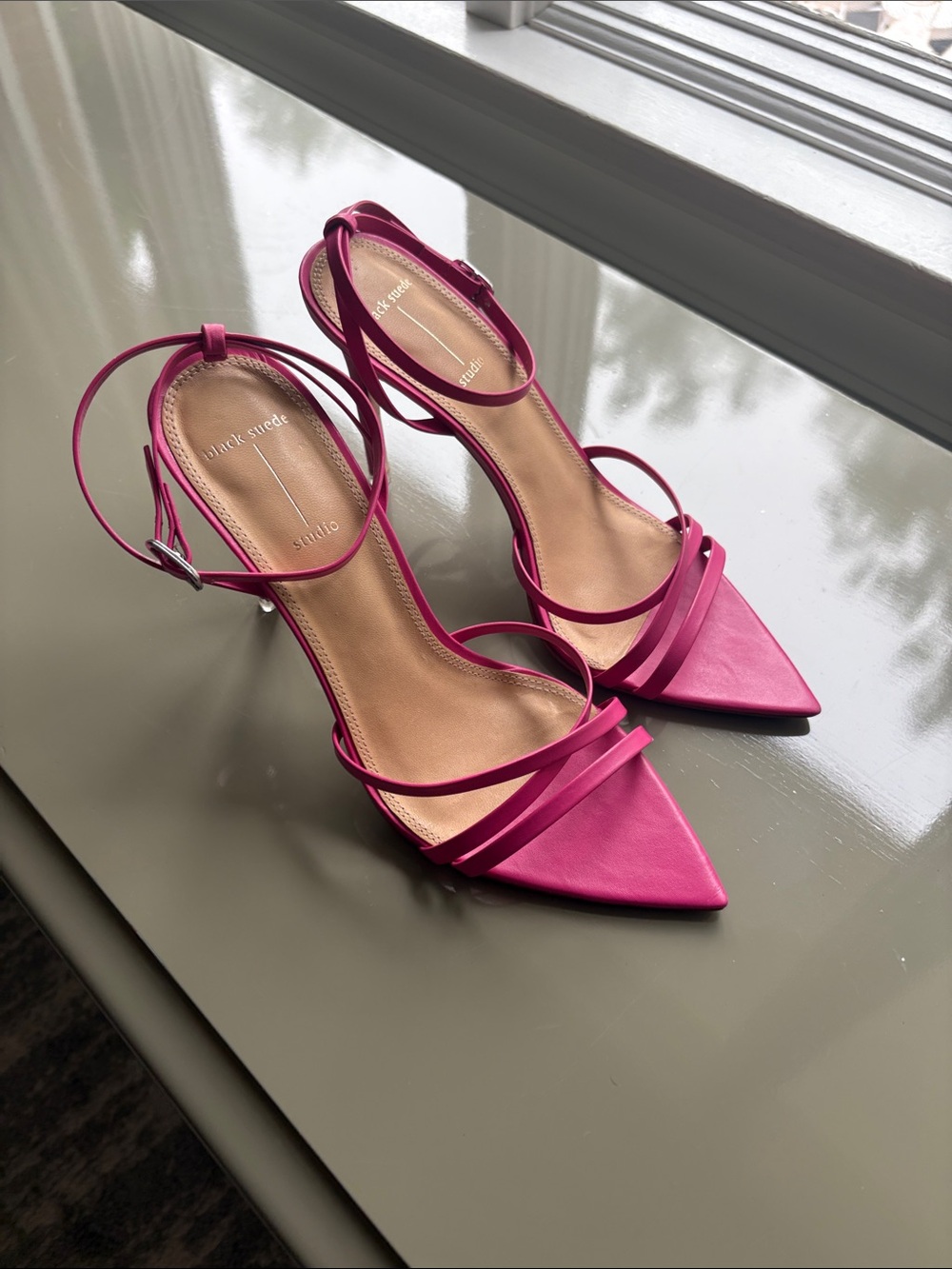 Strappy Fuchsia Pointed Stiletto Sandals